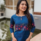 Starlit Blue with Celestial Stitch printed Viscose Kurta