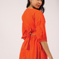 Crush Code Orange Boat Neck With Puff Sleeve Dress