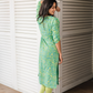 Fresco Blue with Mint Mural printed Viscose Kurta
