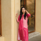 Orbit Pink with Fuschia Flame Printed Linen Blend Kurta