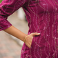 Euphoric oasis Wine Viscose Co-ord with Chinese Collar