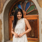 Greyora White Handloom co-ord with Close Neck Band & Detachable Sleeves