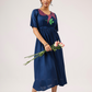 Dark Navy with Breeze 'o' Feathers printed Viscose Dress