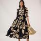 Spear Black with Charcoal Ink printed Lux Georgette dress
