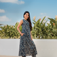 Rustic Royal Blue Cotton Co-ord with Close Neck
