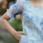 Floret blue with Petal Fusion floral Organza kurta