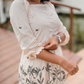 Lush Layers Beige Viscose Dress with Tropical Palm Print