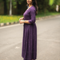 Violet Haze Viscose Dress with Sweetheart Neck & Embroidery