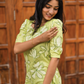 Green Blossom Chic with floral printed Viscose Kurta