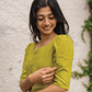Sage Drape Green Handloom Dress with Sweetheart Neck & Leg-O-Mutton Sleeves