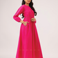 Crowned In Pink Wasit Tie With Back Slit Flared Maxi
