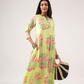Gentle Lime with Blush Breeze printed Viscose A-line Dress