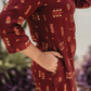 Jade Brown with Tribal Noir printed Viscose Kurta