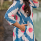 Ikat Dreams Half-White Linen Blend Co-ord with Chinese Collar & Ikat Print