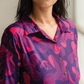 Mystic Swirl Violet Viscose Co-ord with Shirt Collar & Print