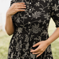 Regal Black with Molten Vines floral Printed Maternity and Feeding Viscose Dress