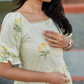 Florabelle Green Viscose Dress with Shoulder Elastic & Frill Sleeves