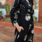 Fogblush Black Cotton Blend Co-ord with V-Neck & Light Puff Sleeves