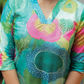 Mesh Green with Jungle Blush Silk Blend Co ord set