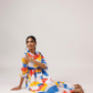 Prism White with Cubist Charm printed Lux Georgette Dress