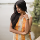 Sylan Yellow with Sunshine floral printed Linen Blend Kurta with Detachable 3/4th Sleeves
