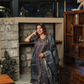 Elysia Navy printed 2 Piece Linen Shimmer Kurta with Dupatta