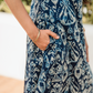Rustic Royal Blue Cotton Co-ord with Close Neck
