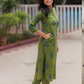 Olive Majesty Viscose Co-ord with Chinese Collar & Half Lacket