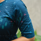 Blue Dessert Blue Viscose Dress with Round Neck & Placement Detail