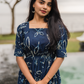 Celestial Dream Blue Cotton Dress with Rounded Square Neck