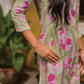 Half white with Petal Parade floral printed Viscose Co-ords
