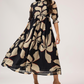 Spear Black with Charcoal Ink printed Lux Georgette dress
