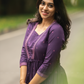 Violet Haze Viscose Dress with Sweetheart Neck & Embroidery