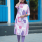 Patterned Pink with Candy Pops printed Linen Blend Kurta