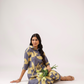 Rhythmic Gray with Vivid Harmony printed Linen Blend Co ords