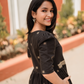 Starlight Black Handloom Dress with Sweetheart Neck & Leg-O-Mutton Sleeves