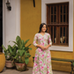 Half white with Petal Parade floral printed Viscose Co-ords
