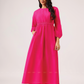 Crowned In Pink Wasit Tie With Back Slit Flared Maxi