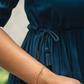 Blue Dessert Blue Viscose Dress with Round Neck & Placement Detail