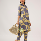 Rhythmic Gray with Vivid Harmony printed Linen Blend Co ords