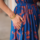 Tropic Tale Blue Viscose Dress with Waist Elastic