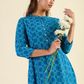 Teal Soft Horizon Viscose Printed A-line Dress