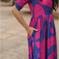 Majestic Blue with Royal Maze printed Viscose Dress