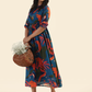 Jungle Blue Fluttering Wings Lux Georgette Printed Dress