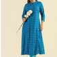 Teal Soft Horizon Viscose Printed A-line Dress
