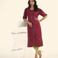 Crimson Maroon Garden Viscose Printed Kurta