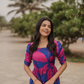 Majestic Blue with Royal Maze printed Viscose Dress