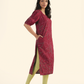Crimson Maroon Garden Viscose Printed Kurta