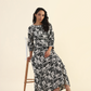 Pale White Viscose Printed Dress
