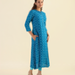 Teal Soft Horizon Viscose Printed A-line Dress
